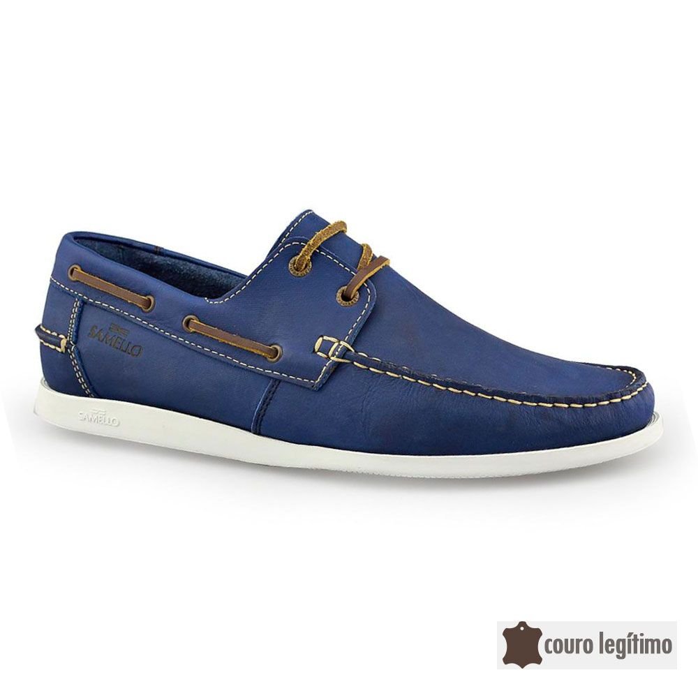 Sapato mocassim masculino 02014 Deckshoes Lace couro Samello Cereja
