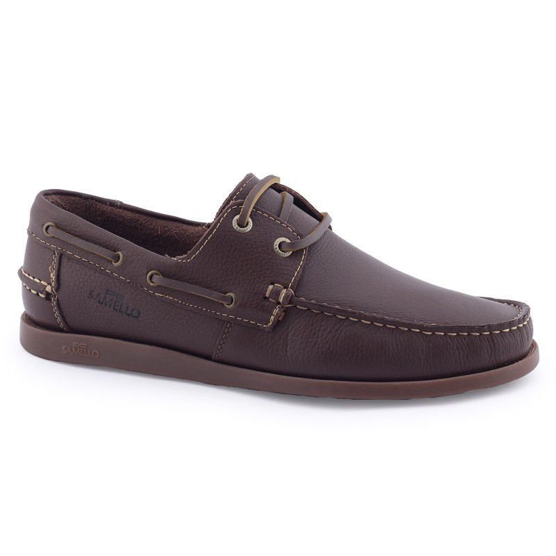 Sapato mocassim masculino 02014 Deckshoes Lace couro Samello Cereja