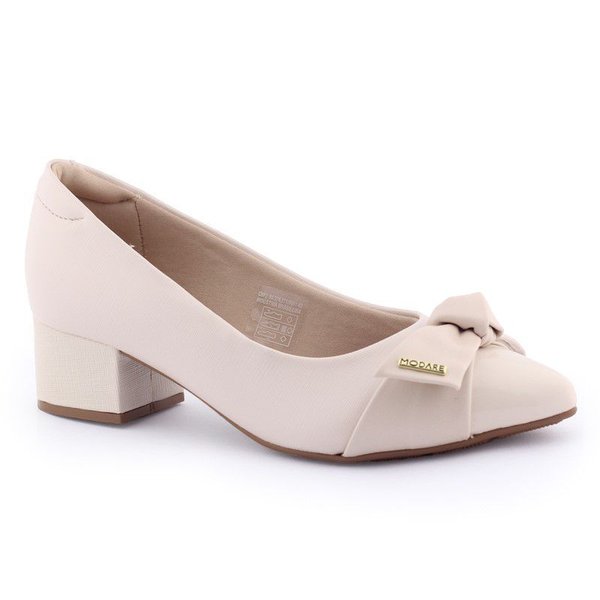 Sapato Feminino salto 4cm robusto baixo 7340 102 Modare Creme