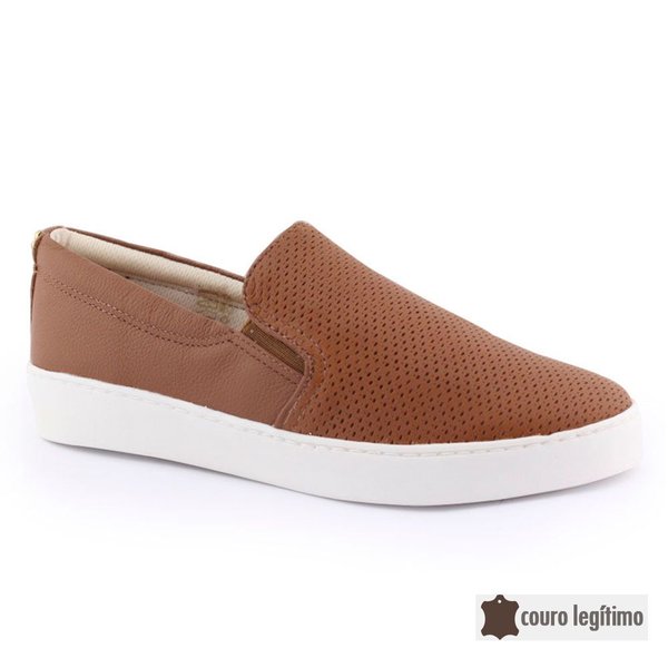 Sapatênis Feminino Slip On 300901 casual em Couro BotteroCaramelo