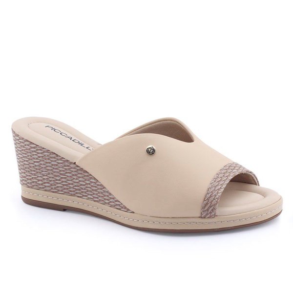 Tamanco Feminino 408149 salto anabela Joanete PiccadillyBege