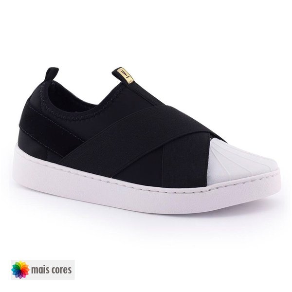 Tênis Feminino Casual 1214 276 SLIP ON elástico - Vizzano Preto/Branco