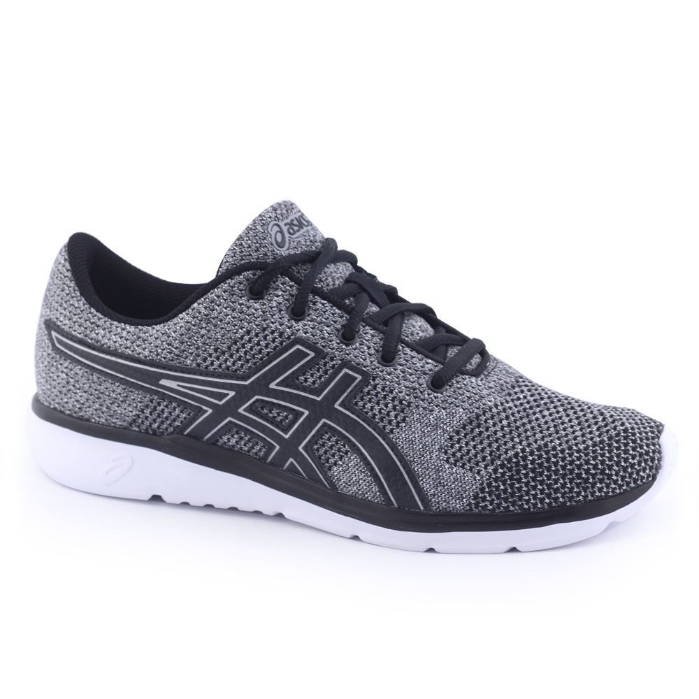 Tênis Masculino Attacker Knit Running com NF Asics Grafite/Preto