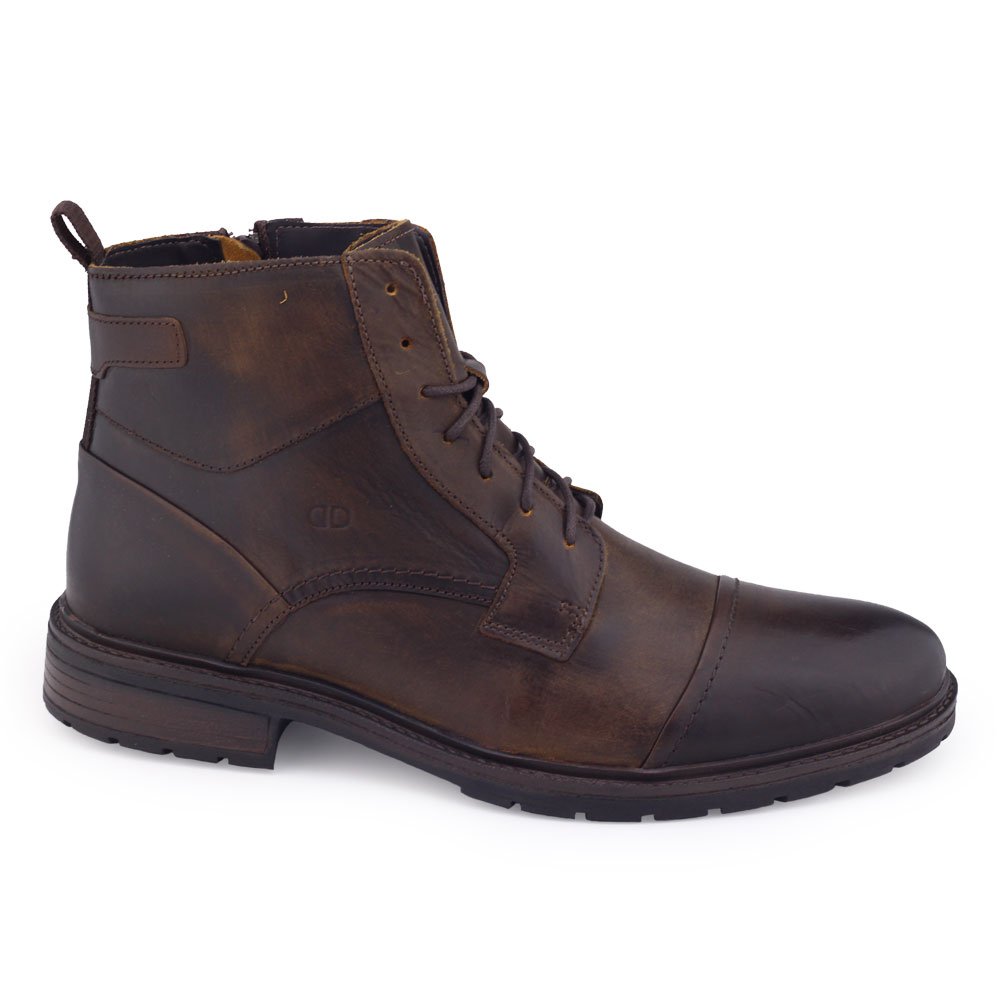 Bota masculina Democrata Garage Astro 301105 Couro hunter Tabaco