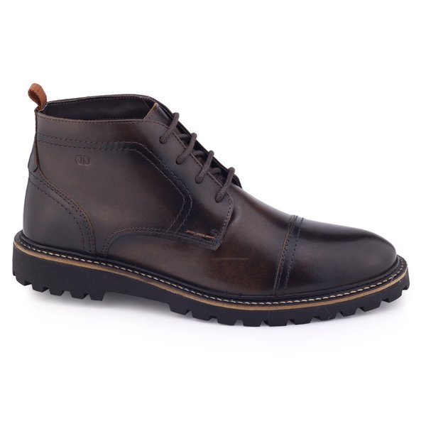Bota masculina Democrata Garage 295101 Cross Couro carvãoPinhão