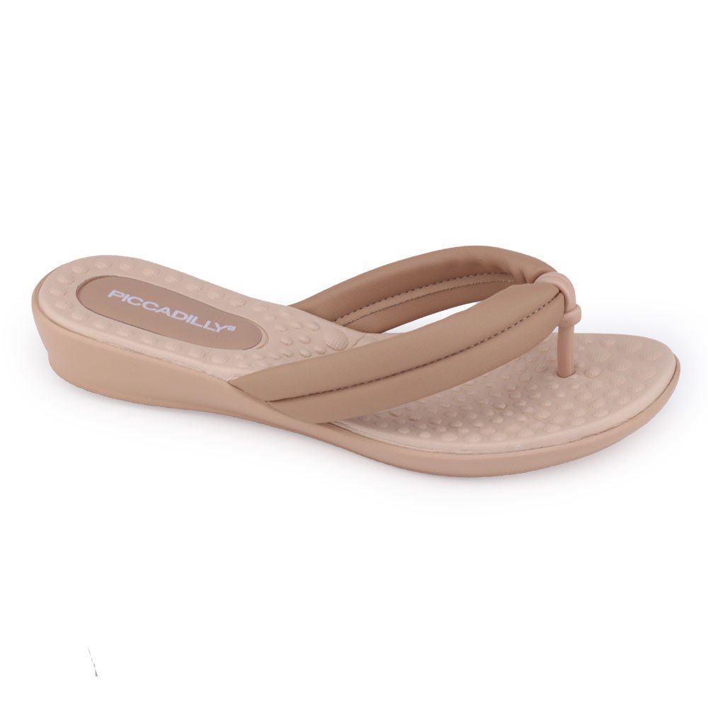 Chinelo Feminin Piccadilly 500324 Widefit leve almofada dedo Amêndoa