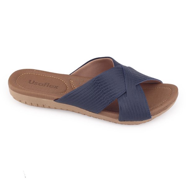 Chinelo feminino Usaflex R1853012 slip on rasteiro new blueMarinho