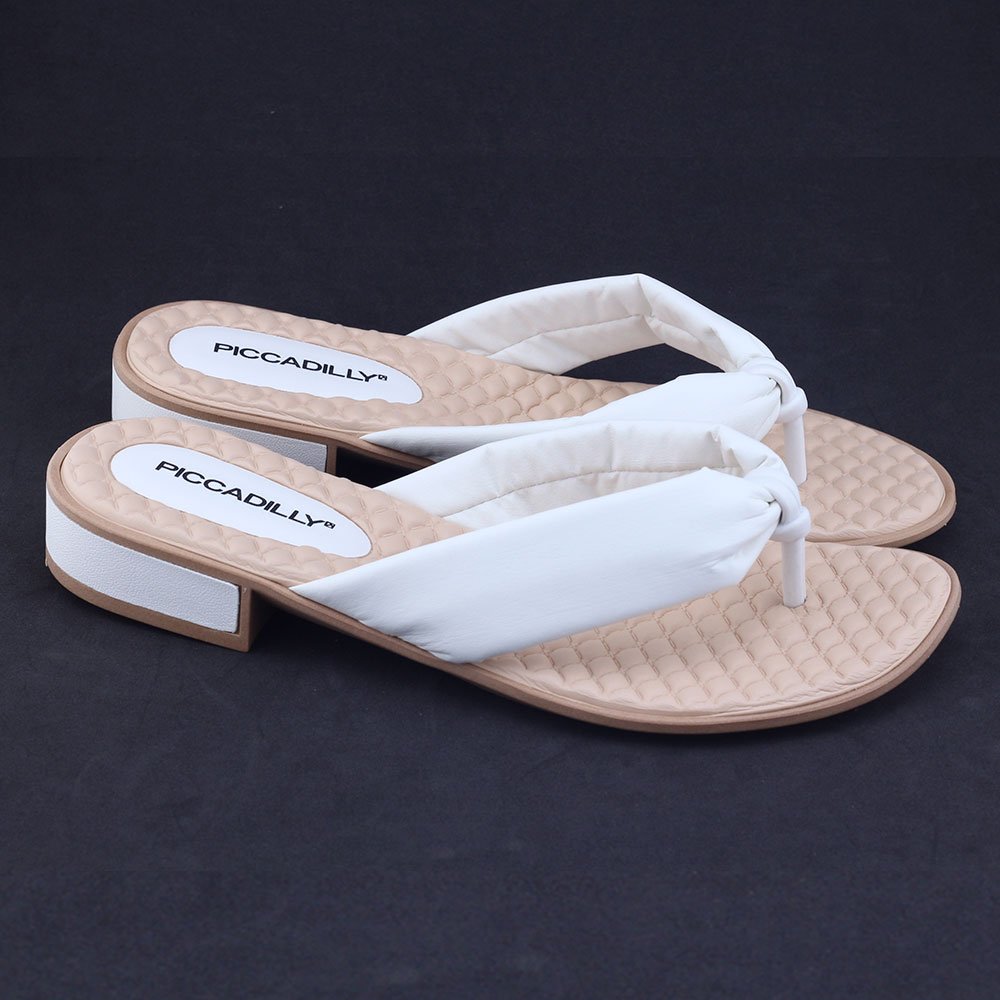 Chinelo Feminin Piccadilly 590012 Widefit leve almofada dedo Branco