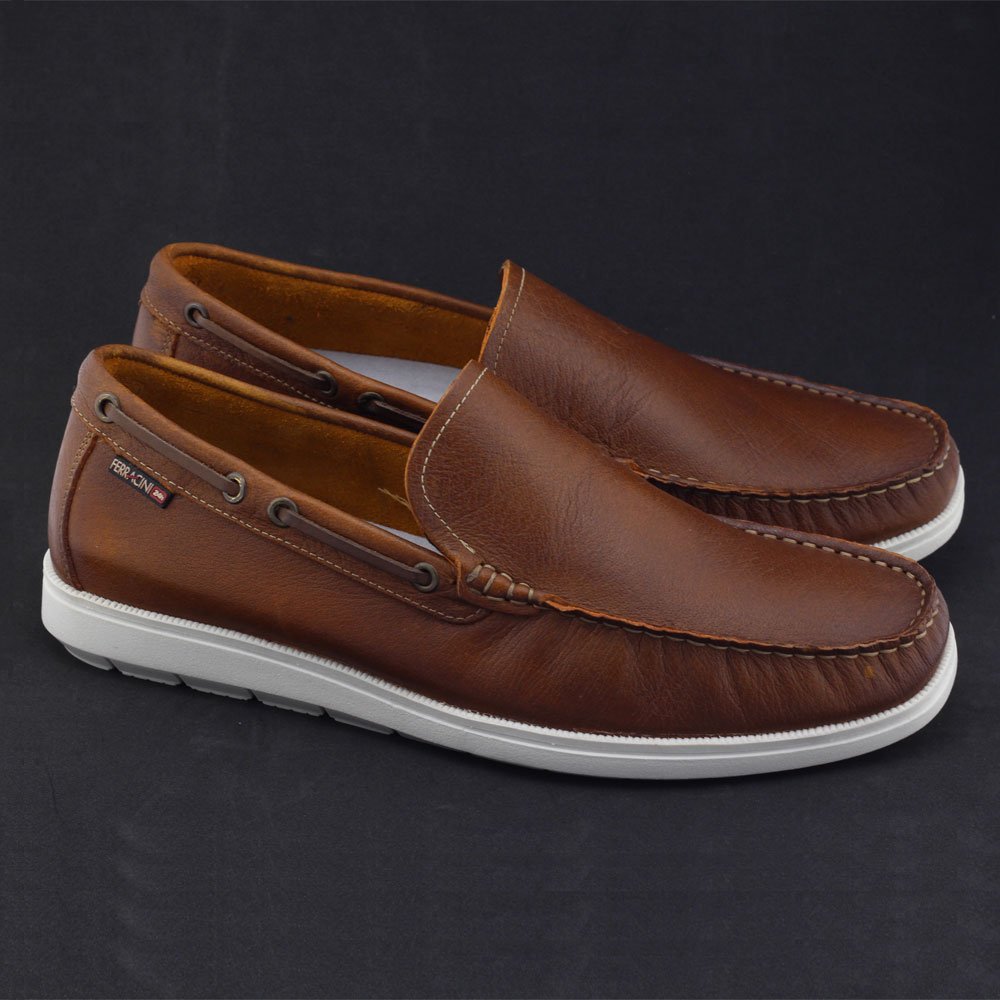 Sapato Masculino FERRACINI 24h 4951-633C Mocassim Couro 1984 Conhaque