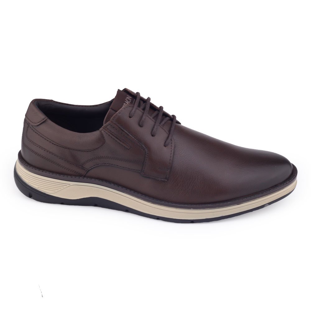 Sapato Ferracini man social Fluence 5540 Float Couro cadarço Havana