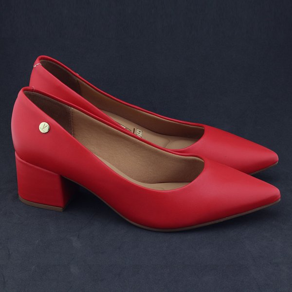 Sapato Feminino Vizzano Bico Fino Salto BlocoVermelho