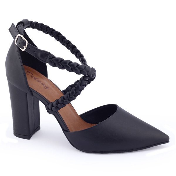 Sapato Feminino Scarpin Com Tiras No Tornozelo Sapato Scarpin