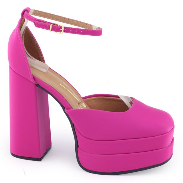 Sapato Peep Toe Meia Pata Vizzano salto alto bloco Pink