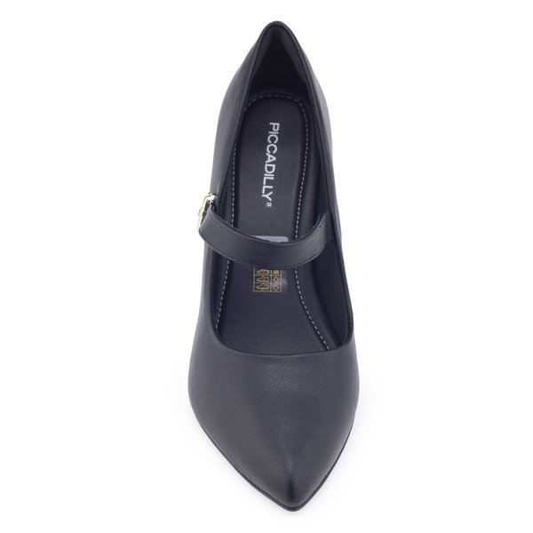 Sapato Feminino Piccadilly social 745183 Boneca salto blocoPreto