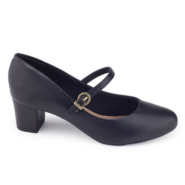 Sapato Feminino Beira Rio social Boneca Fivela SaltoPreto