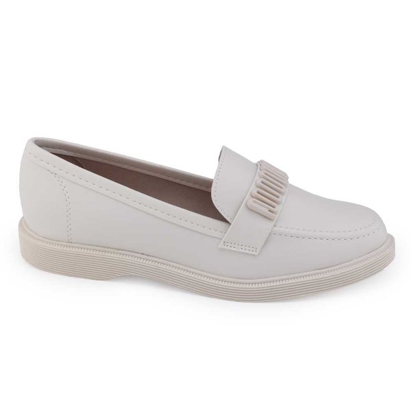 Sapato Mocassim Moleca Fem Casual Oxford napa turimBranco Off