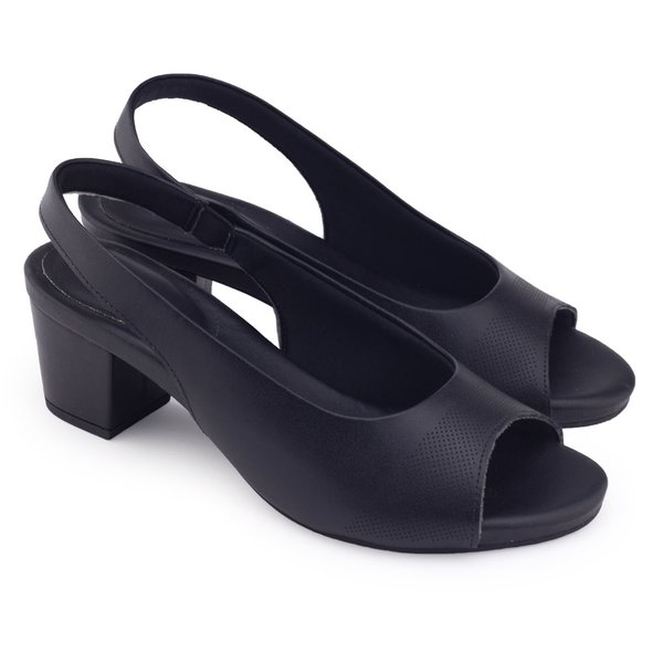 Sapato Slingback Usaflex Y8214001 salto médio preto elásticoPreto