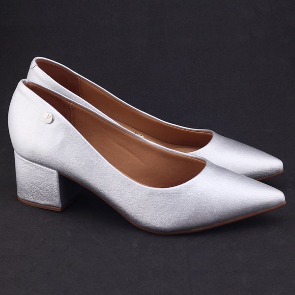 Scarpin Feminino Scarpin Prata Vizzano Salto Baixo Sapato Scarpin