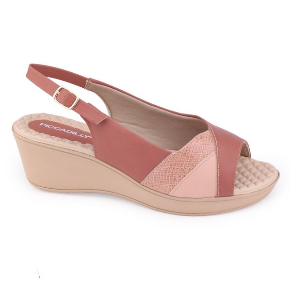 Sandália Anabela Piccadilly 540327 WideFit clás verniz cobraPêssego