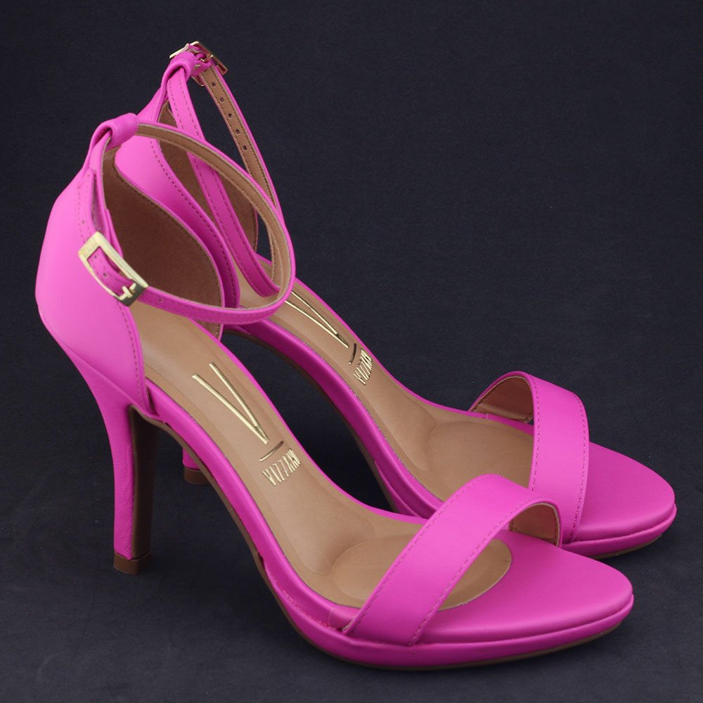 Sandália Feminina 6210 655 salto agu1ha cNF Vizzano Pink Neon