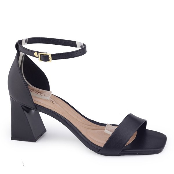 Sandália Beira Rio social tira uni salto geométricoPreto