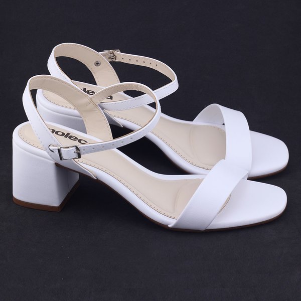 Sandália Feminina Moleca salto médio 5cm socialBranco