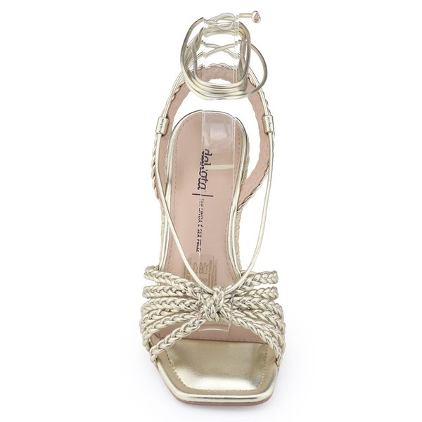 Sandália Fem Dakota Y6561 Rives Metal dourada anabela juta Dourado