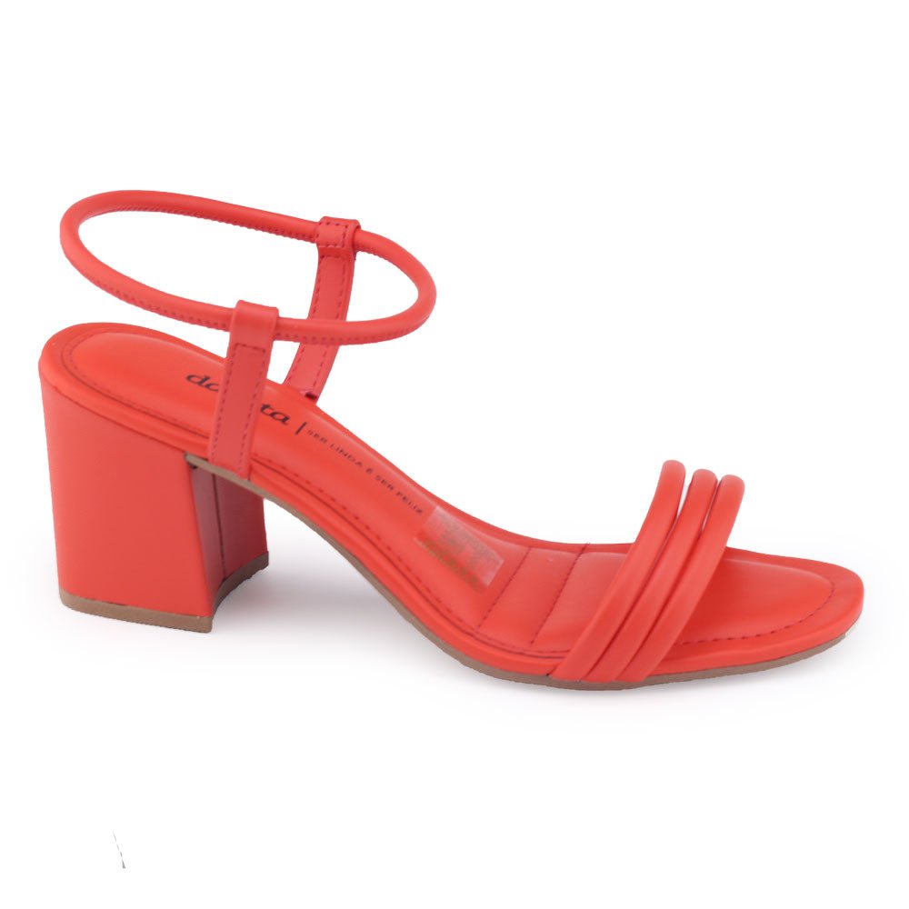 Sandália feminina Dakota Z9432 salto bloco médio tiras Cores Vermelho