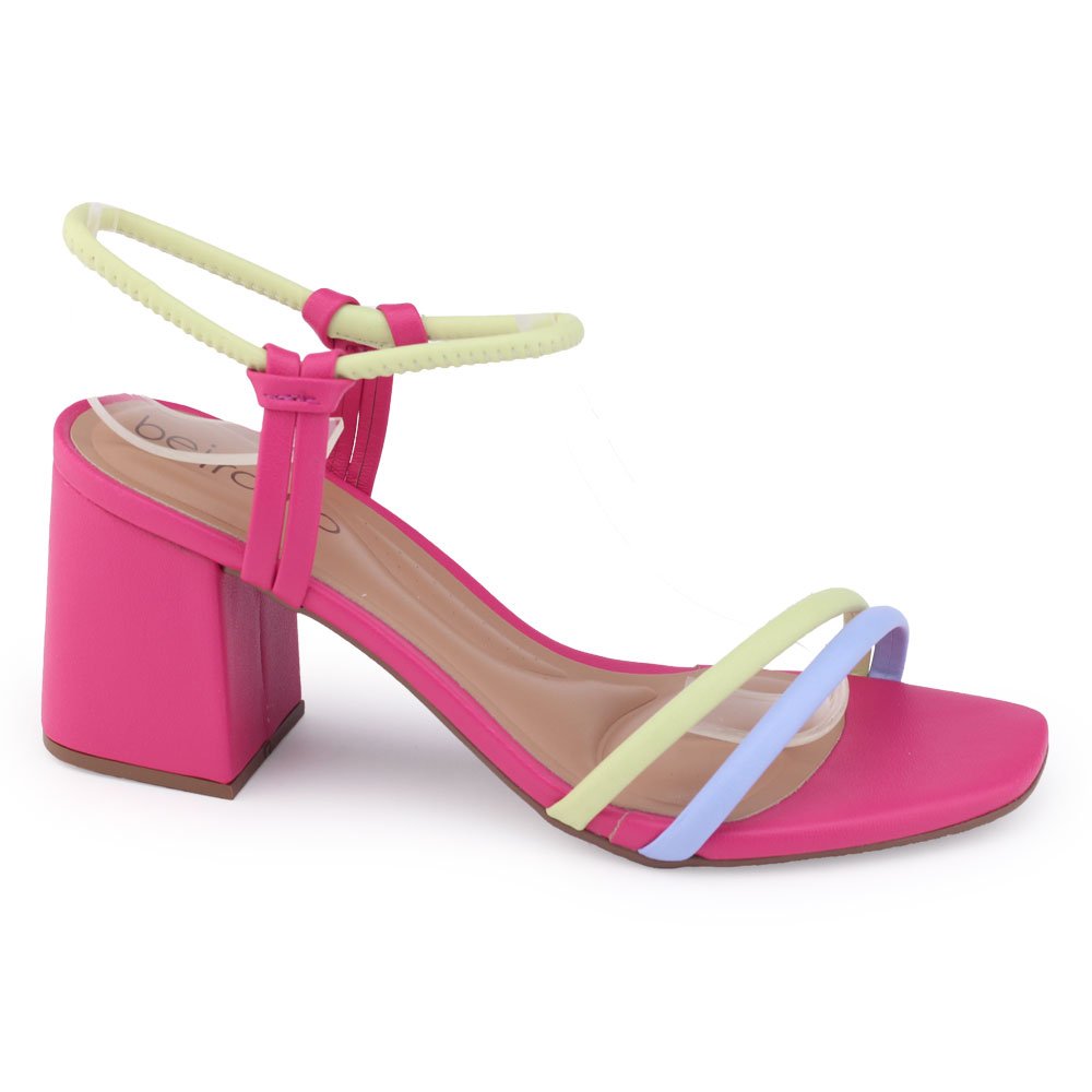 Sandália fem Beira Rio 8436.213 salto bloco elástico cores Pink