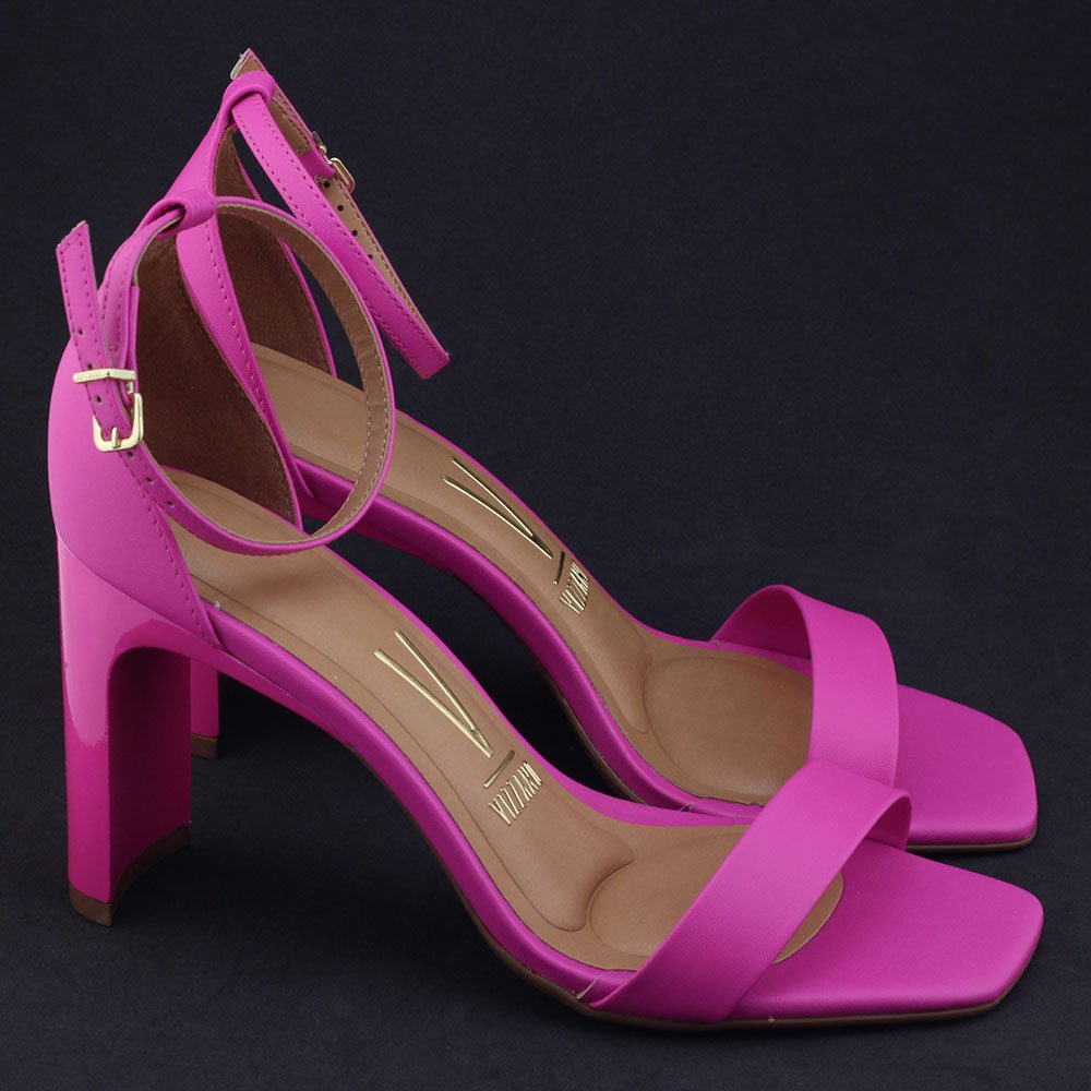 Sandália feminina Vizzano 6457.101 pelica salto alto reto Pink Neon