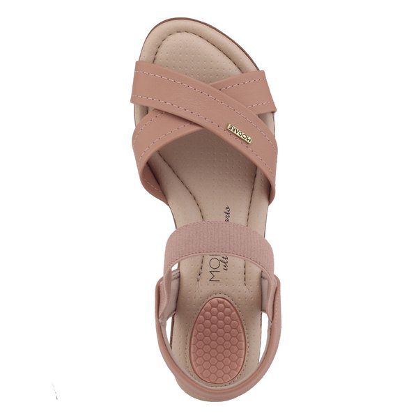 Sandália Modare UltraConforto Anabela Baixa Elástic Nude