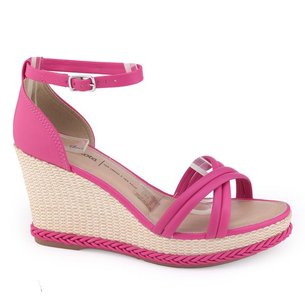 Sandália feminina Dakota Y0323 Anabela Corda Trança CoresPink