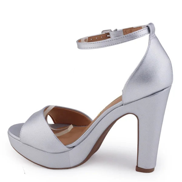 Sandália Meia Pata Vizzano Metal salto alto grosso Prata