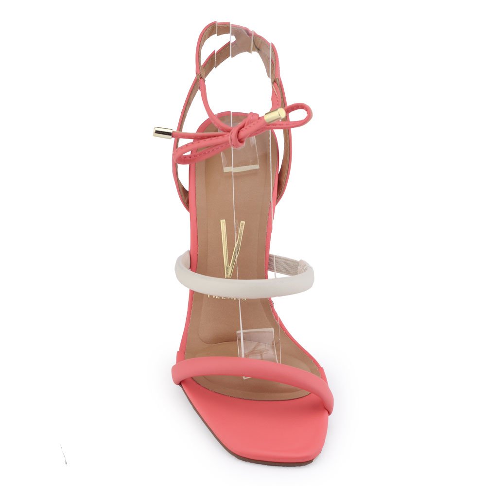 Sandália Fem Vizzano 6403.205 Coral salto Flare amarração Coral/Creme