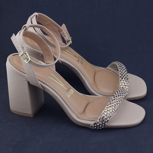 Sandalia Vizzano Bege Salto Grosso Feminina Vizzano Sandalia