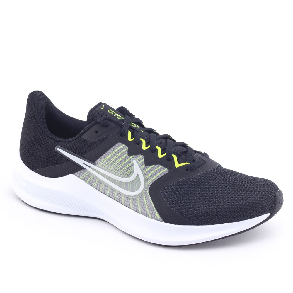 Tênis Nike Masculino Esportivo Downshifter 11 CW3411 Preto/Limão