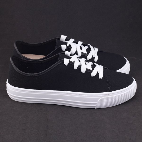 Tênis Beira Rio fem Lona Sider casual p/b cadarço Preto