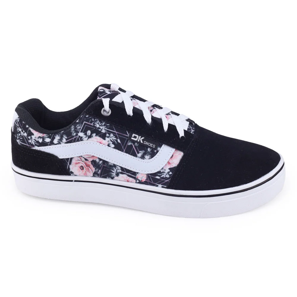 Tênis Unissex DK Shoes VS07 sport urban casual Streetwear Floral/Preto
