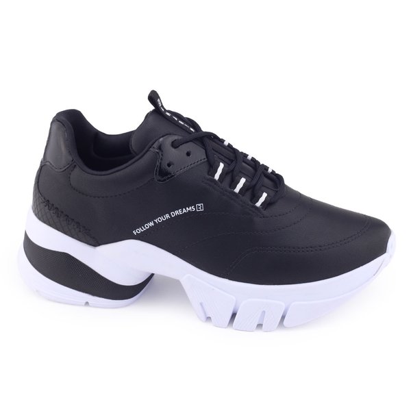 Tênis Ramarim Chuncky Flatform 23-80109 alto preto e brancoPreto/Branco