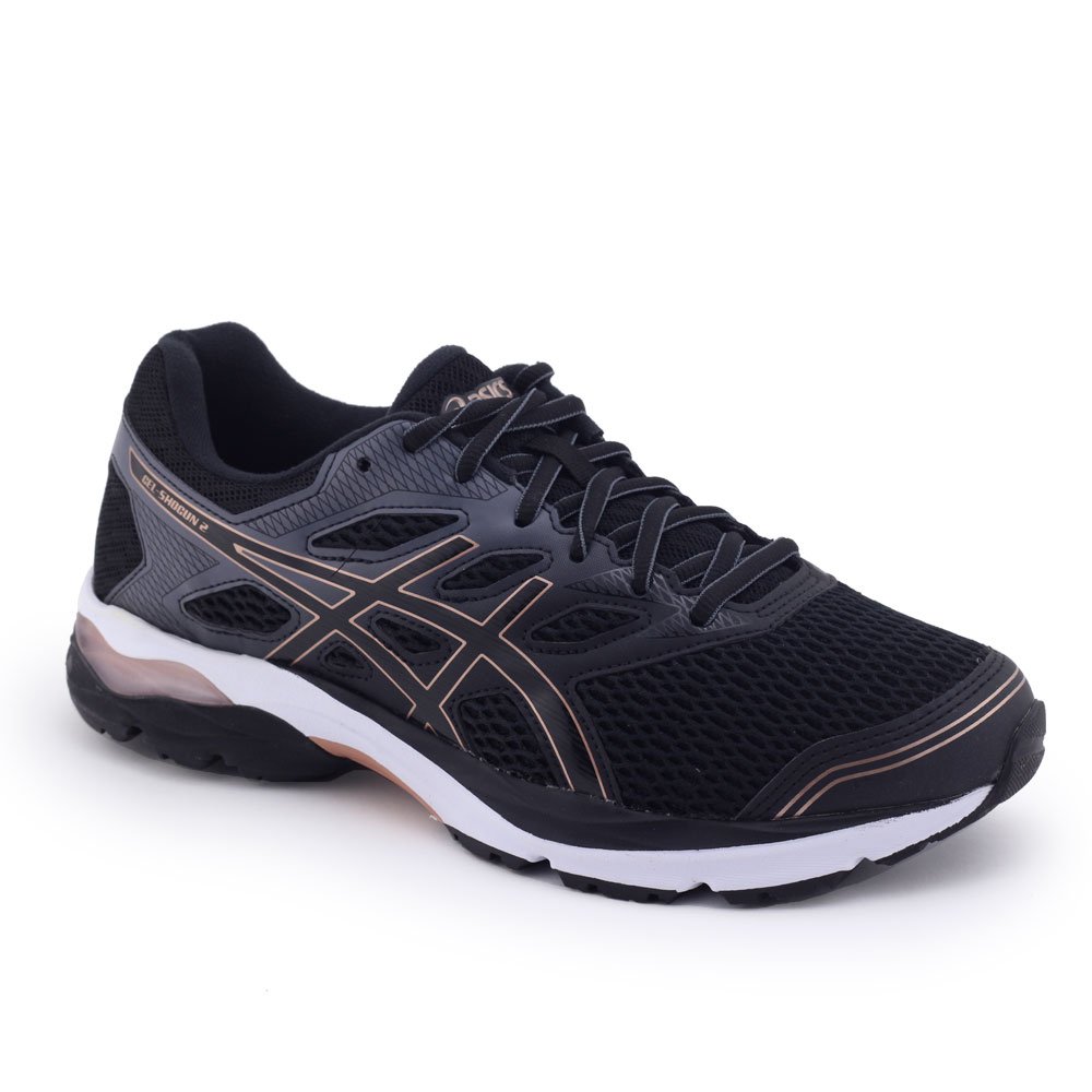 Tênis Asics Gel Shogun 2 Feminino 1012A Esportivo Running Preto/Rosê