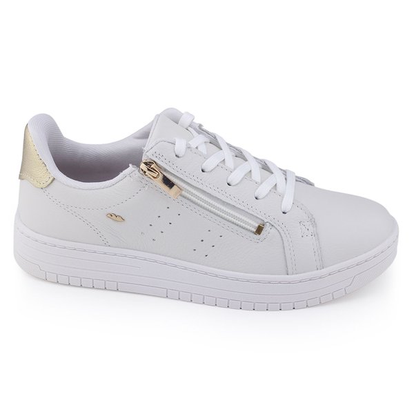 Tênis Fem Dakota G9373 Couro casual alto zíper Off WhiteGelo/Dourado