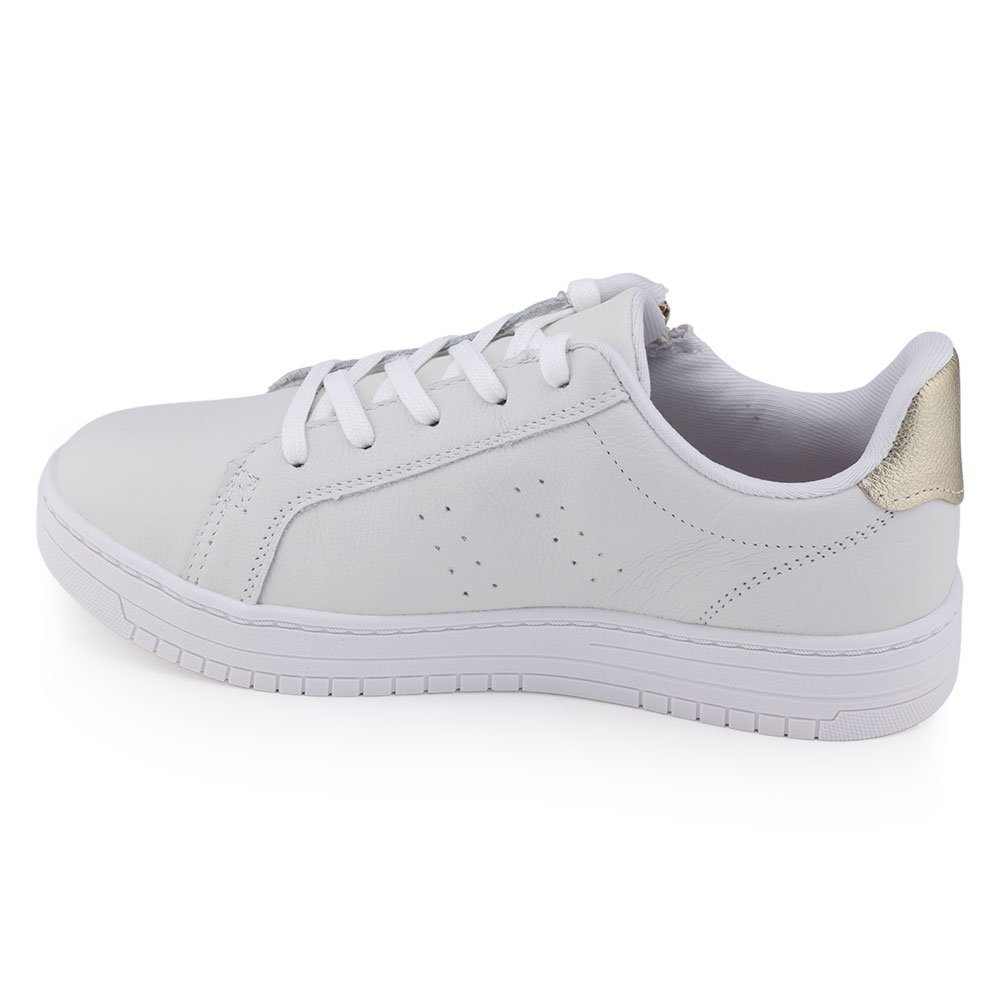Tênis Fem Dakota G9373 Couro casual alto zíper Off White Gelo/Dourado