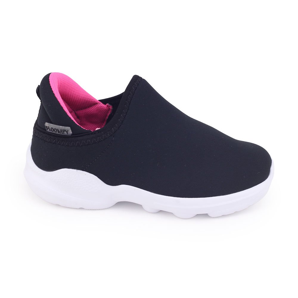 Tênis infantil mna Bloompy 4725 Levity Girls SlipOn elástico Preto