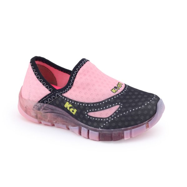Tênis Infantil Feminino Kidy Flex Light 020-1140 Com LedRosa/Preto
