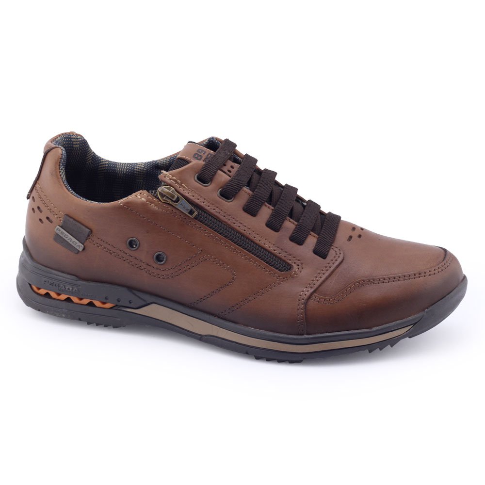 Sapatênis Pegada Anilina 114858-01 Couro Natural Amortech Pinhão