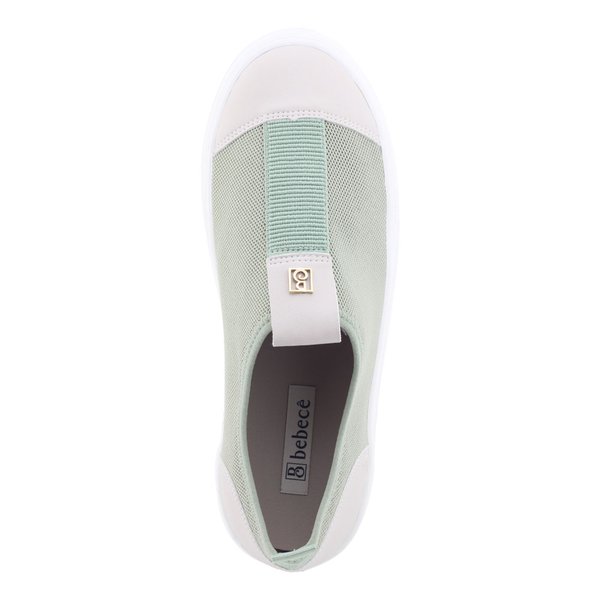Tênis Feminino Bebecê T2141-697 Flatform Slip On com Lycra Verde/Cinza