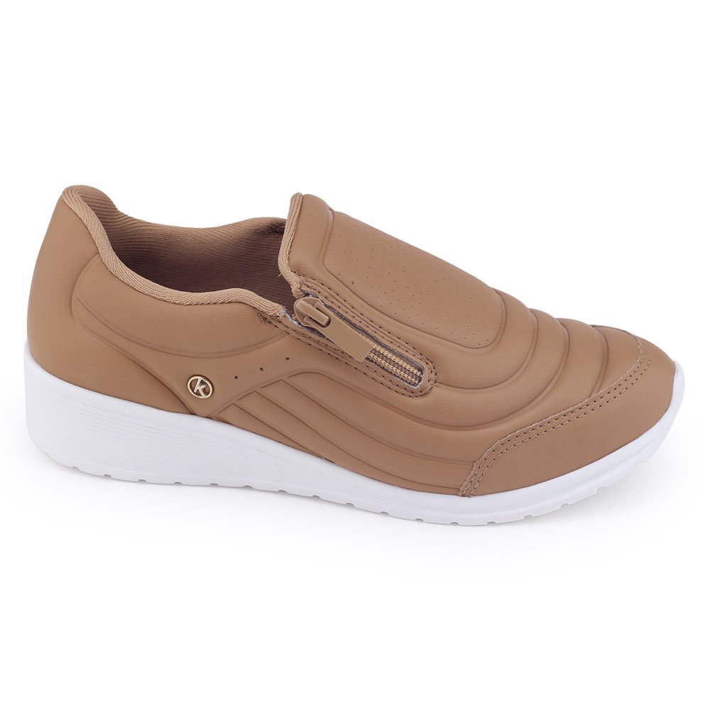 Tênis Kolosh SportStyle C2281A K Soft EVA Fit confort zíper Caramelo