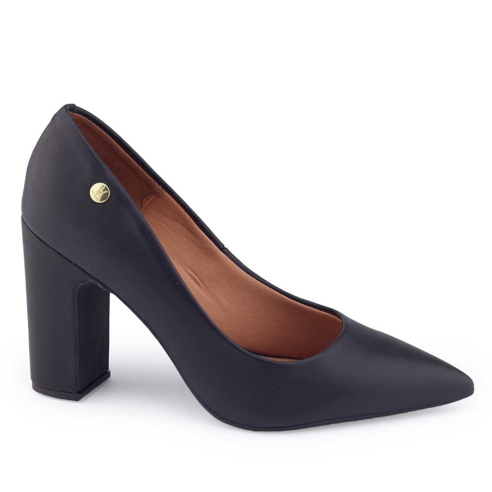 Sapato Scarpin Vizzano 1285.400 pelica salt alto bloco 8,5cm Preto
