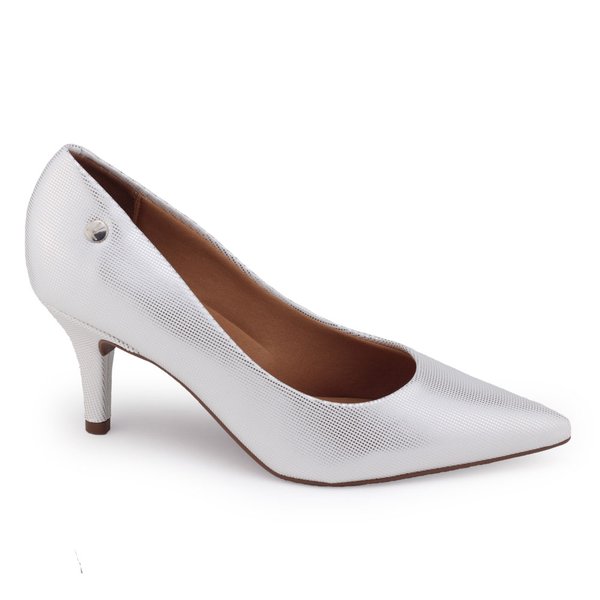Sapato Scarpin Fem Vizzano Metalizado salto 7cmBranco/Prata
