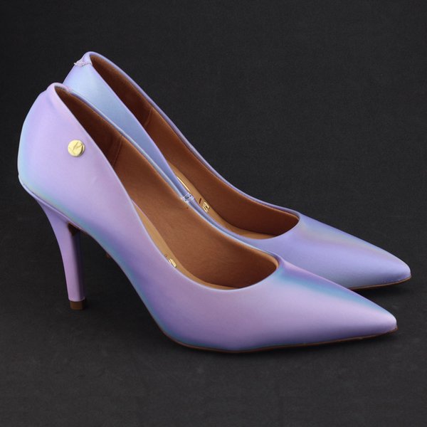 Sapato Scarpin Vizzano AcetinadoBerlim holográficoMulti Azul